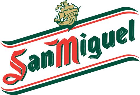 san miguel beer logo  red green  yellow letters ginebra san