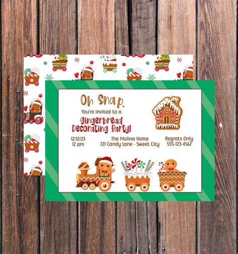 Gingerbread Party Invitation Christmas Invites Gingerbread - Etsy