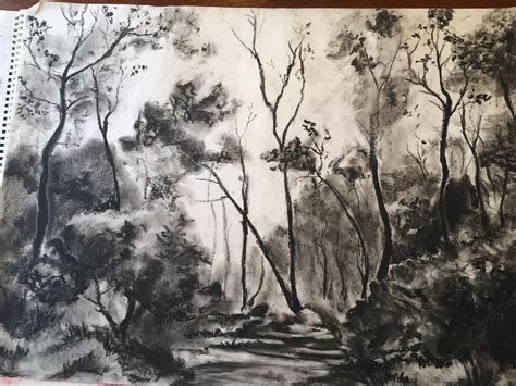 charcoal landscape by Nifty-senpai on DeviantArt