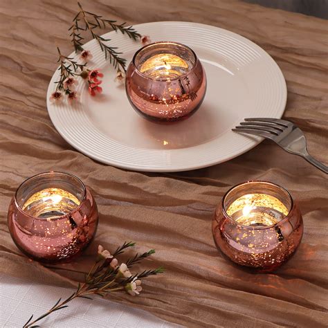 Volens 24pcs Rose Gold Votive Candle Holders For Table Centerpieces