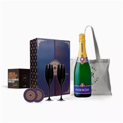 Box Champagne Pommery Brut Royal Copas Negras Grabadas