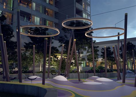Aura Ring - Suspended Wood Catenary Light | Landscape architecture