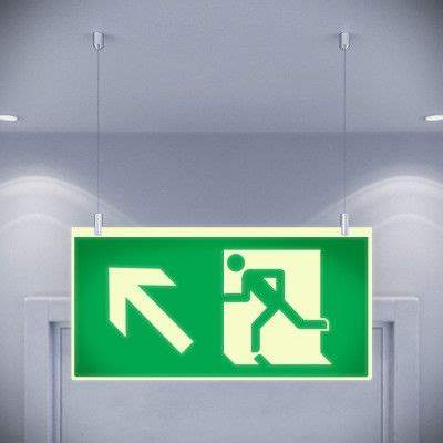 Photoluminescent Fire Exit Sign Ceiling Suspended Bs Iso