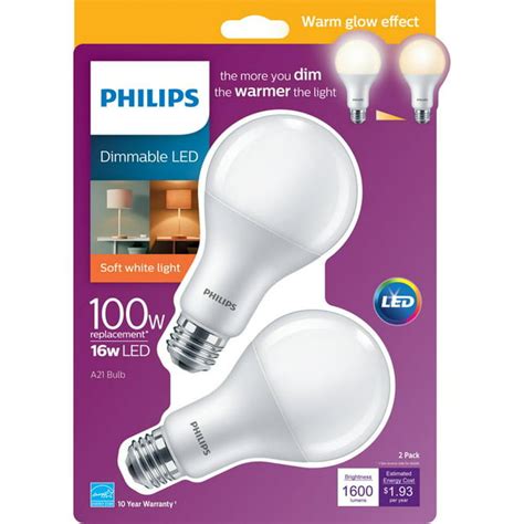 Philips 100W Equivalent Soft White A21 Dimmable Warm Glow LED Light ...