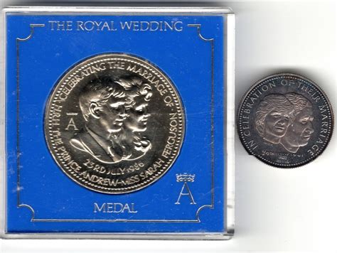 CHARLES & DIANA SILVER WEDDING COIN. & ANDREW & FERGIE WEDDING COIN ...