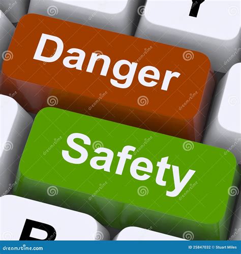 Danger And Safety Keys Shows Caution And Hazards Stock Photography