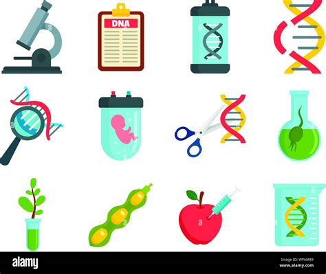 Ingeniería genética conjunto de iconos Conjunto de planos de