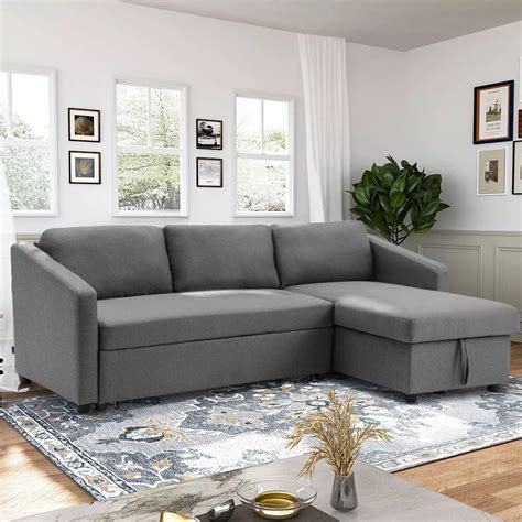 Grey L Shaped Sofa Bed | Baci Living Room