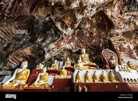 Seated Buddha Statues Kawgun Cave Hpa An Karen Or Kayin State