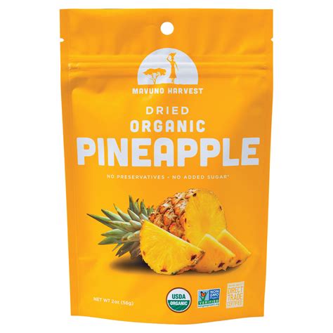 Mavuno Harvest Organic Dried Fruit Pineapple 2oz Bag