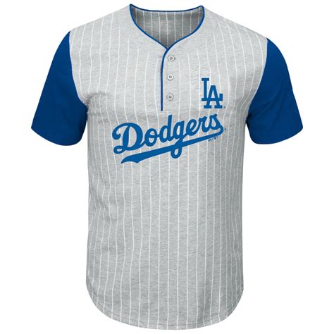 Mens Los Angeles Dodgers Majestic Grayroyal Big And Tall Pinstripe Henley T Shirt