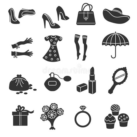 Woman Accessories Icons Set Stock Vector Illustration Of Perfume