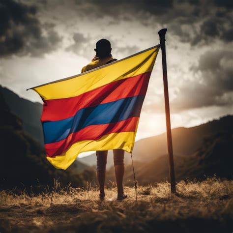 El Pueblo Colombiano Con Su Bandera Foto Premium