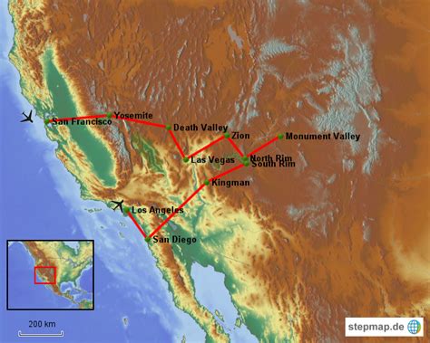 Stepmap Usa Rundreise Landkarte F R Nordamerika