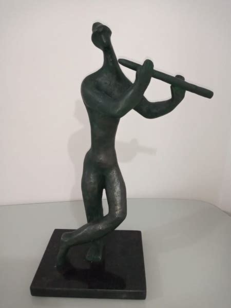 S Nia Ebling Flautista Escultura Em Bronze Mede Cm