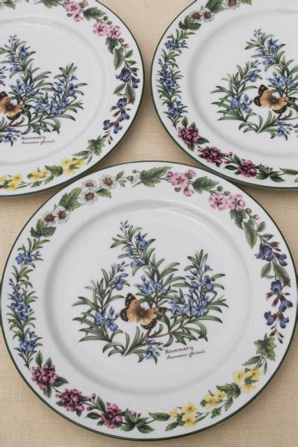 Royal Worcester Herbs Botanical Print China Set Of 4 Dinner Plates