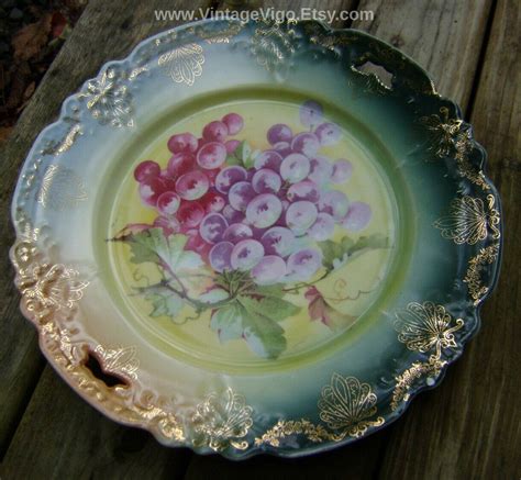 Vintage Bavarian Plate Purple Grapes Plate Ornate Decorative Etsy