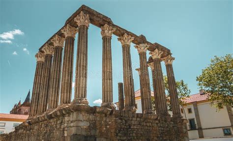 Architectural Detail of the Roman Temple of Evora or Temple of D Stock ...