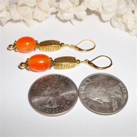 Wvluckygirl Jewelry Dangle Drop Earrings Beaded Orange Set Nwt Gift