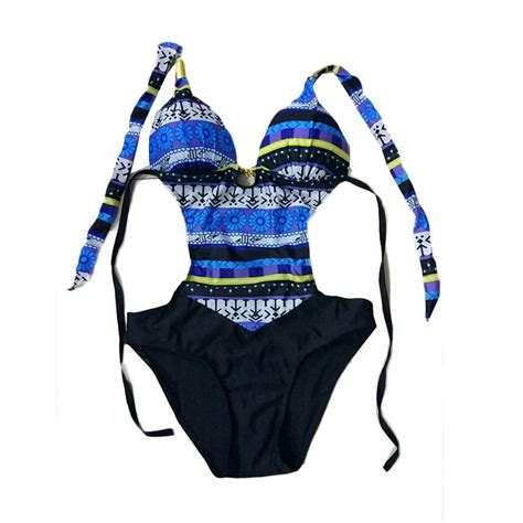 Buy Women Push Up Bikini Printed Bohemia One Piece Swimwear Swimsuit At