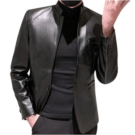 Odeerbi Blazer Jackets For Men Leather Blazer Autumn Winter 2024 New ...