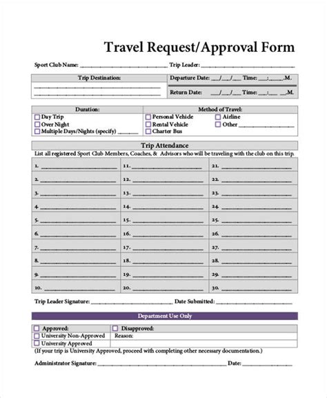 Free 37 Travel Request Form Examples In Pdf Ms Word Excel