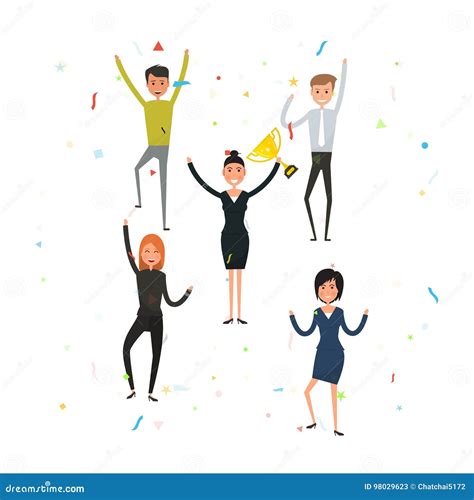 Happy Young Business People.Business Team of Employees Stock Vector ...