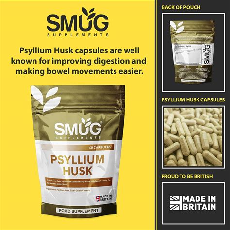 Psyllium Husk Fibre Capsules By Smug Supplements Ubuy India