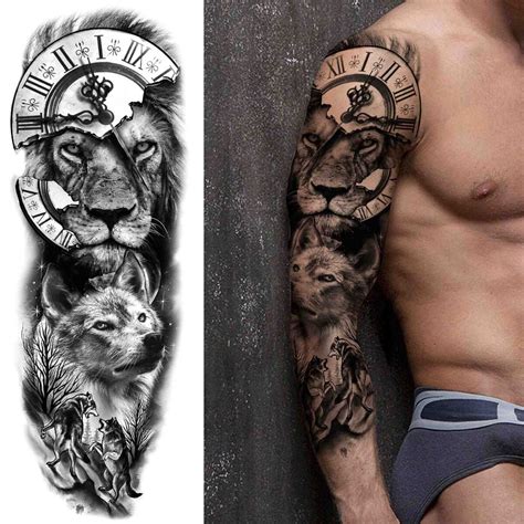 Tribal Lion Tattoo Sleeve