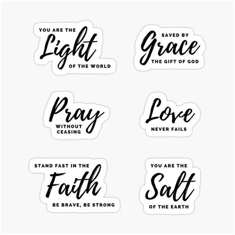 Bible Verses Black And White Typography Sticker Pack Sticker For Sale