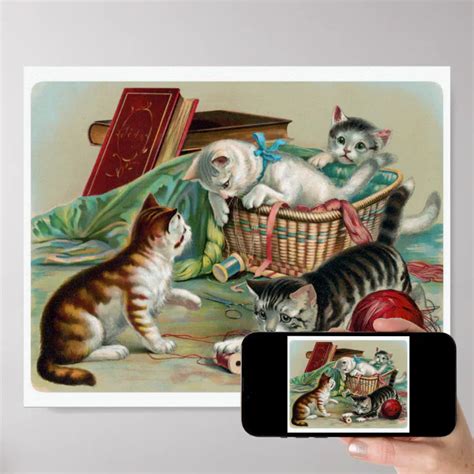 Vintage Cats Poster | Zazzle