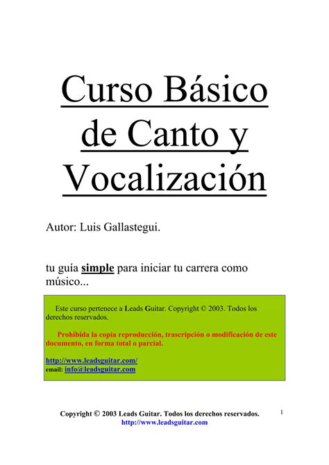 Curso Básico De Canto Y Vocalización Pdf