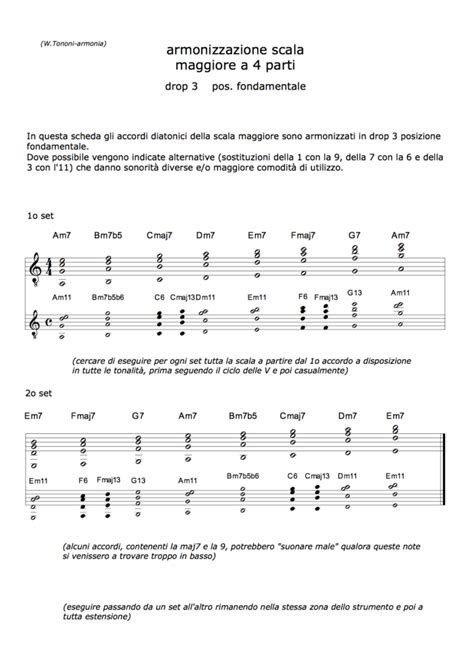 Armonizzazione Diatonica Orizzontale Scala Maggiore Drop 3 Posizione