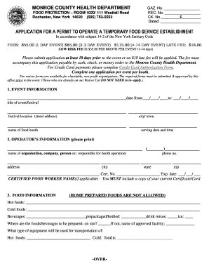 Fillable Online Www2 Monroecounty Application For A Permit To Operate A