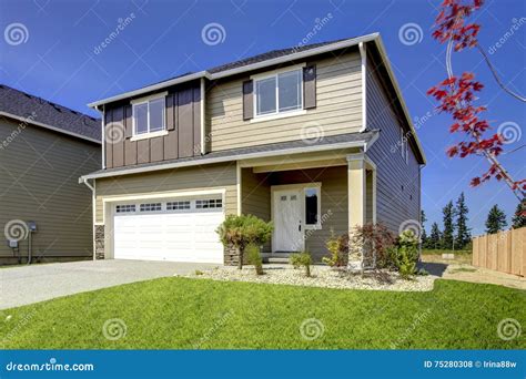 Typical American Northwest Style New Development House Exterior. Stock ...