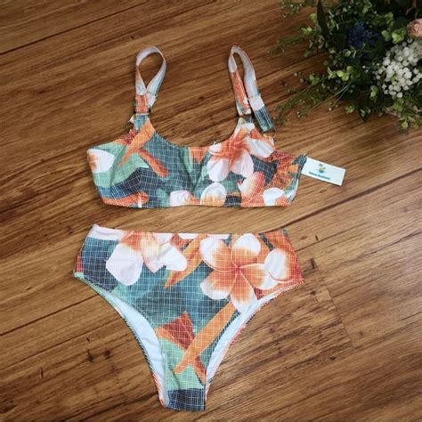 Beachsissi Swim Nwt Beachsissi High Waisted Floral Bikini Large