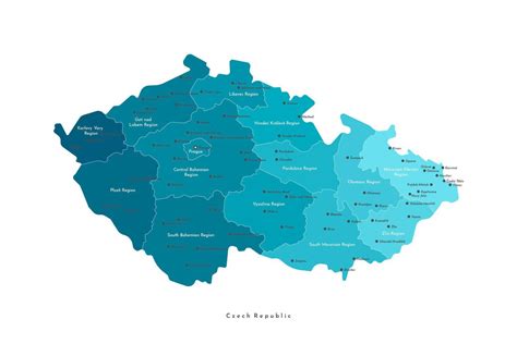 modern isolated illustration. Simplified administrative map of Czech ...