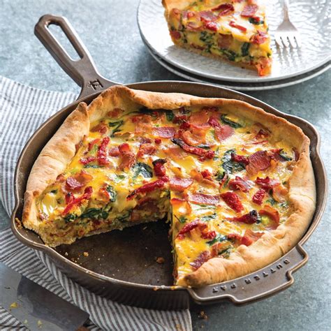 Bacon, Sun-Dried Tomato, and Spinach Quiche - Southern Cast Iron