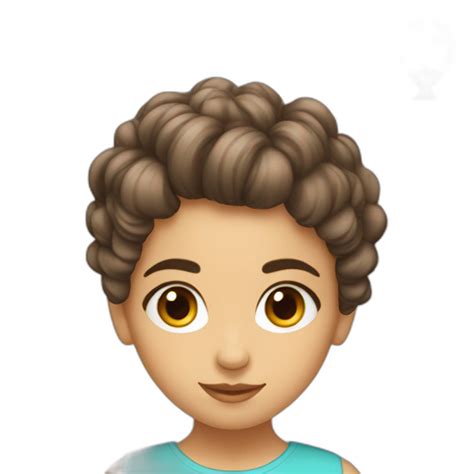 fille blanche avec cheveux au carré bruns et yeux bleus AI Emoji