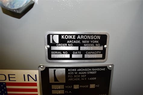 Koike Aronson Ransome Welding Equipment Koike Aronson Capacity