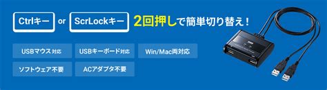 パソコン切替器（キーボード・マウス用・2：1・usb） Sw Km2uu サンワサプライ 激安通販のイーサプライ