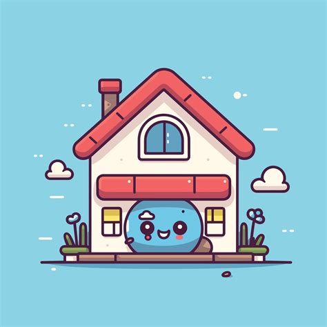 Cute Kawaii House Chibi Mascot Vector Cartoon Style 23126534 Vector Art