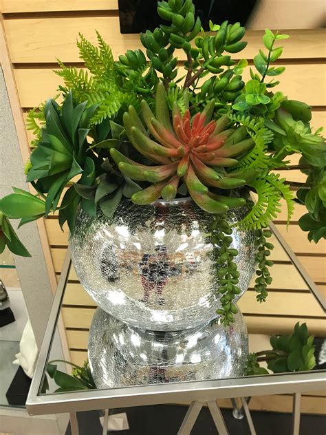 Mixed Succulents In Mirror Vase Floral And Greenery In 2022 Faux