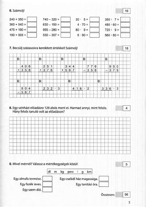 Matek Gyakorló Feladatok 4 Osztály Mozaik Kiadó Matematika Gyakorló