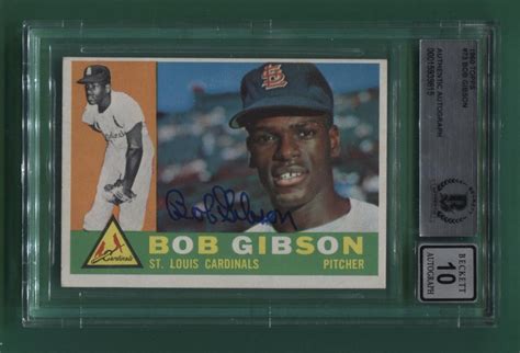 Topps Bob Gibson Base Card Auto Autograph Signed Bas Ebay