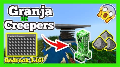 Granja de CREEPERS Pólvora 1 16 Minecraft Bedrock PE XBOX PS4