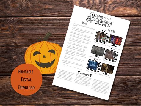 Halloween Printable Quiz and Answers Trivia Party Game Spooky Riddles Digital Download Printable ...