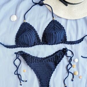 White Crochet Bikini Brazilian Tanga Bikini Set Cheeky Crochet Swimsuit High Cut Crochet