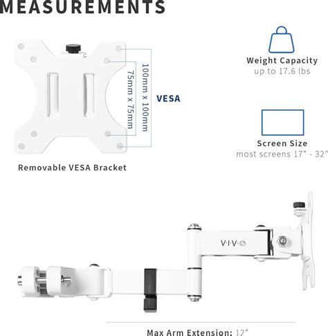 Vivo Steel Universal Full Motion Pole Mount Monitor Arm With Removable