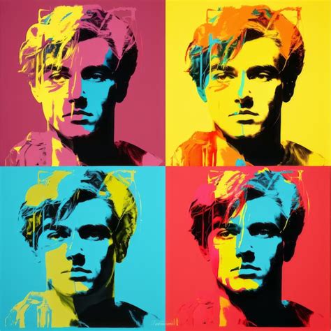 colorful pop art painting   male portraits  andy warhol style